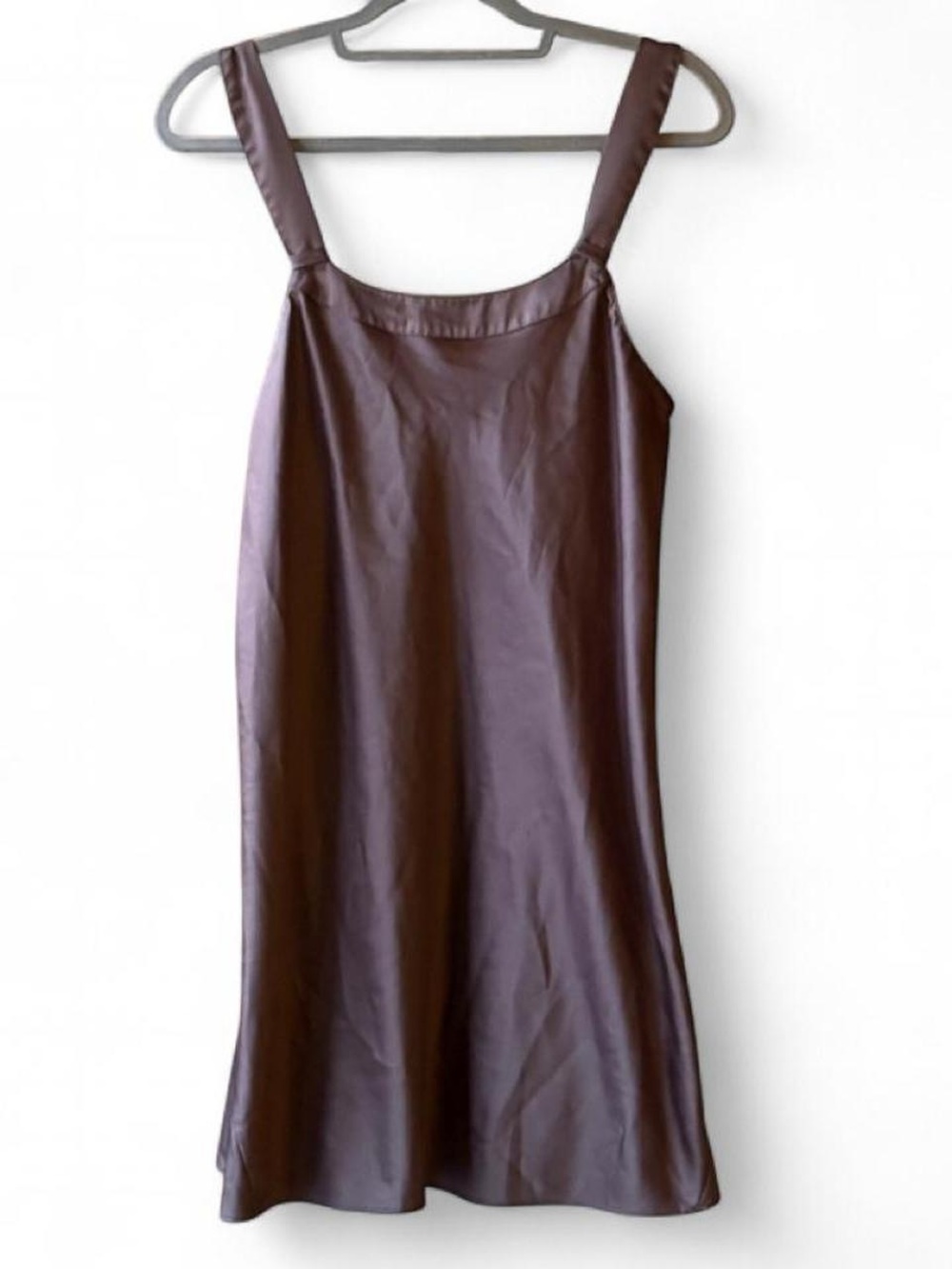 Cabernet Dark Grey-Brown Satin Slip Dress Size S
